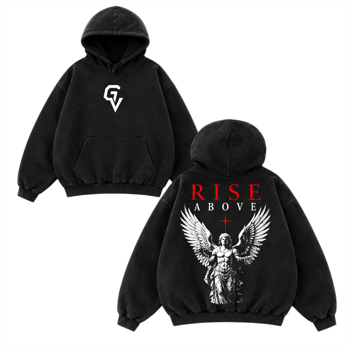 Rise Above Angel Oversized Hoodie | GYMVORYX