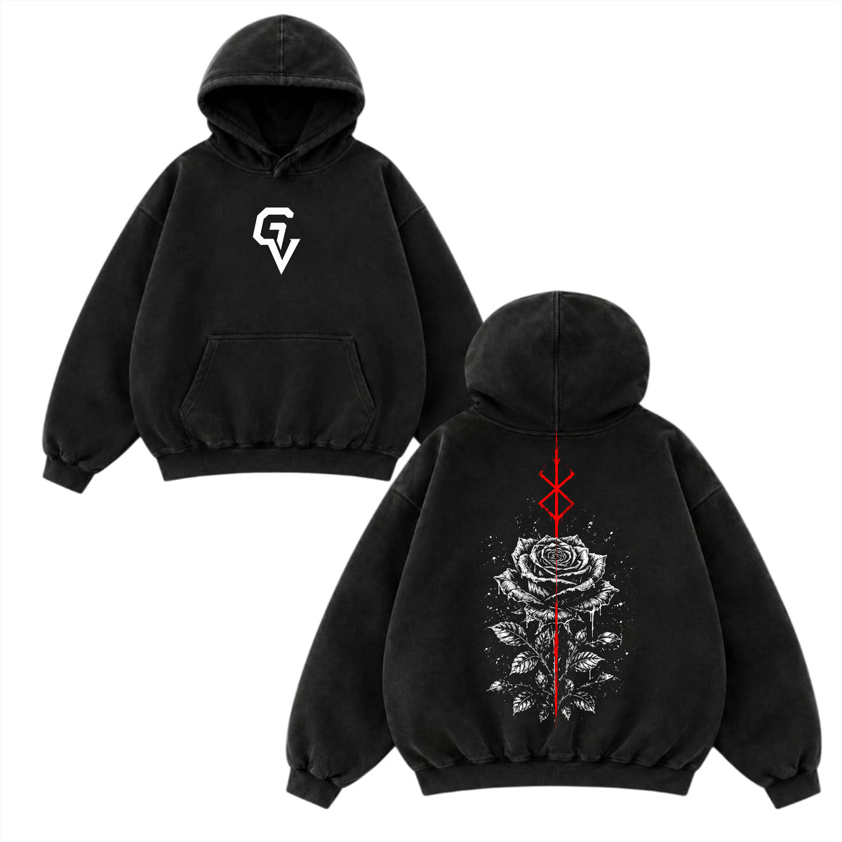 Crimson Rose Oversized Hoodie | GYMVORYX