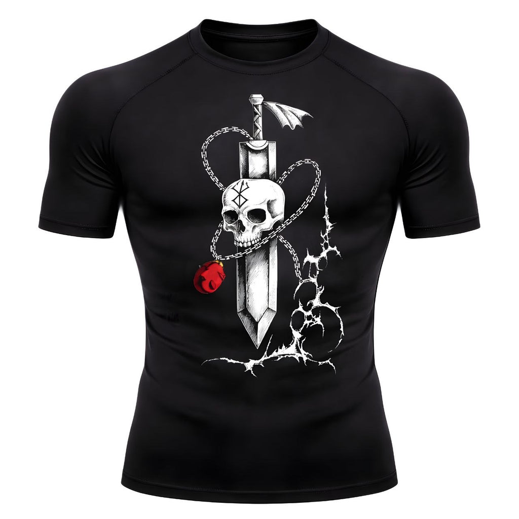 Crimson Skull Blade Compression – T-Shirt | GYMVORYX