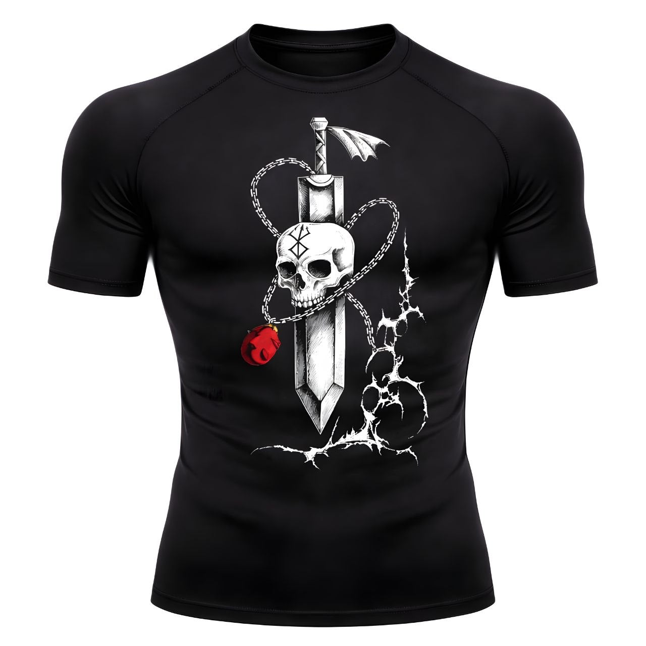 Crimson Skull Blade Compression – T-Shirt | GYMVORYX