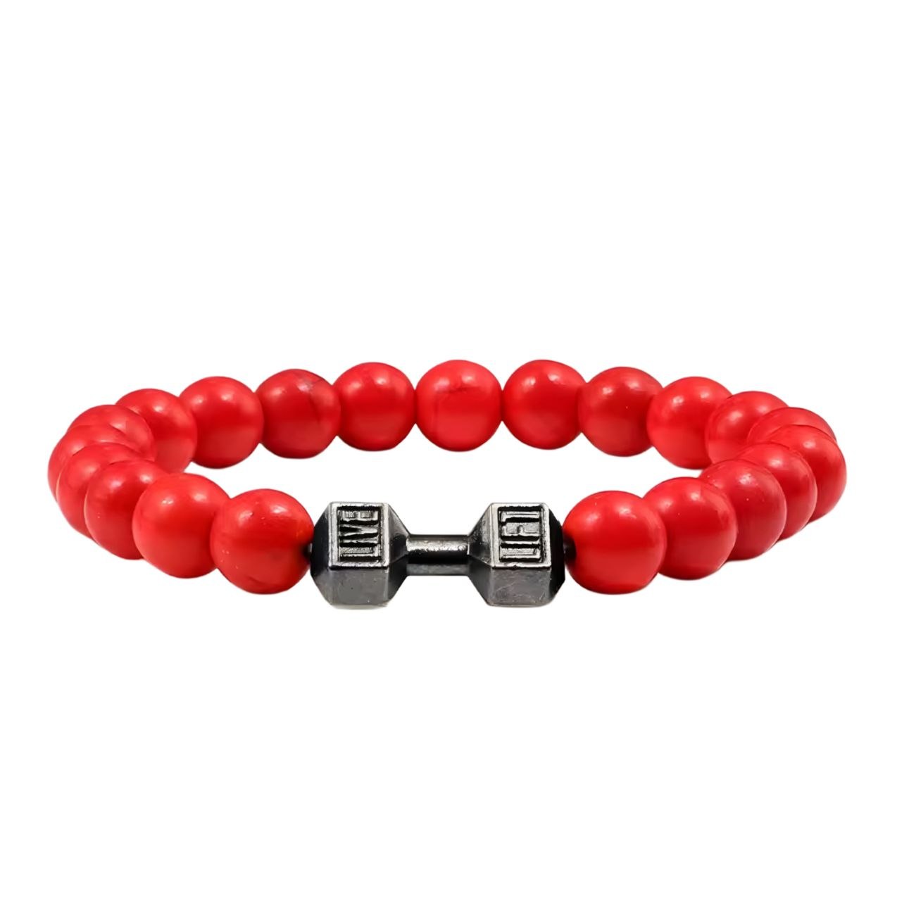 Power Bead Dumbbell Bracelet Red | GYMVORYX