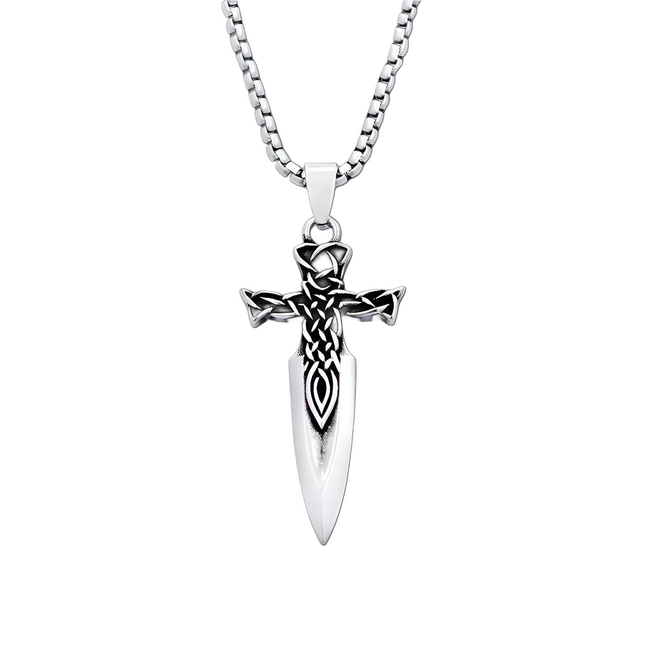 Sword Cross Pendant Necklace – Stainless Steel | GYMVORYX