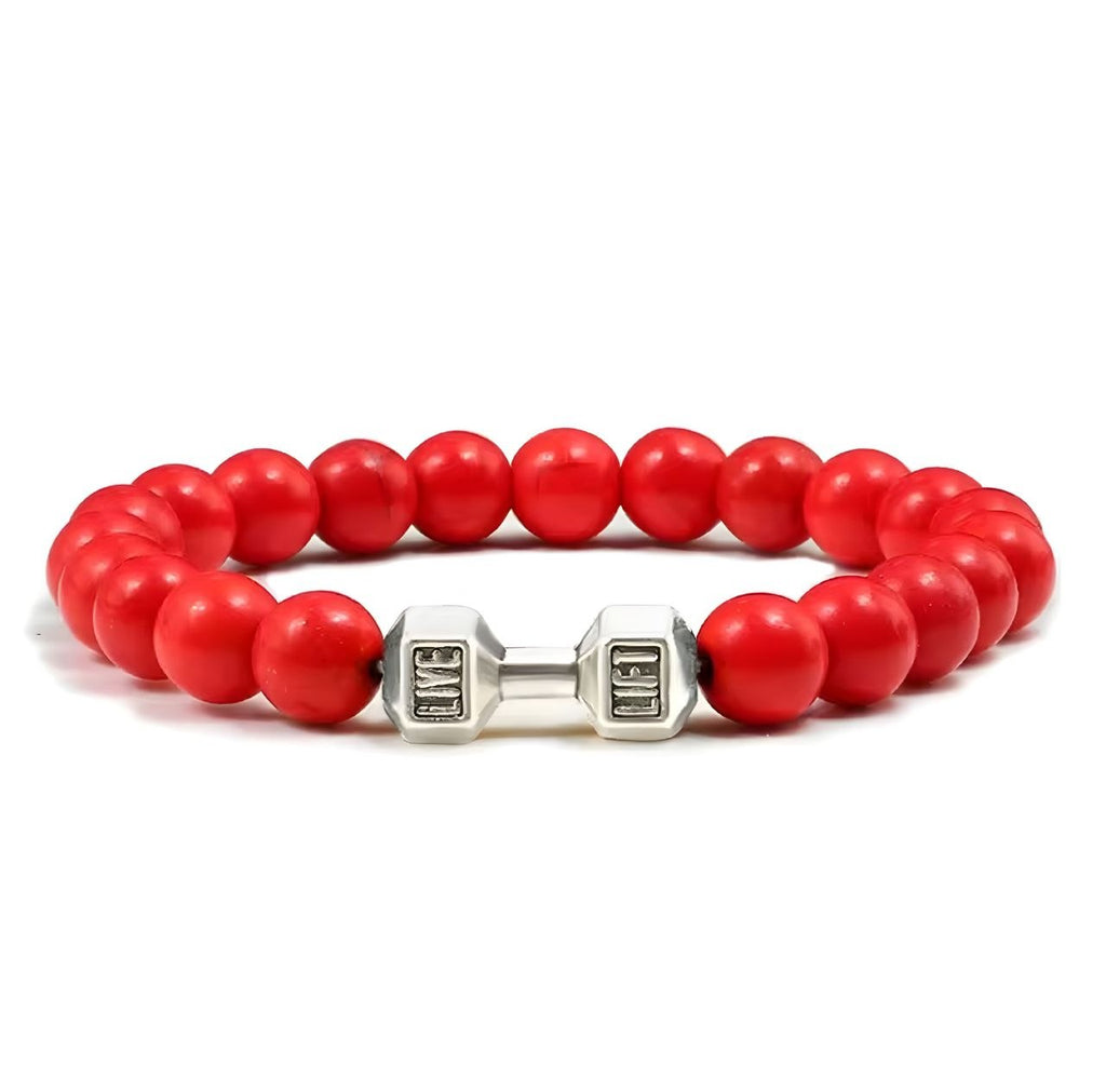 Power Bead Dumbbell Bracelet Red | GYMVORYX