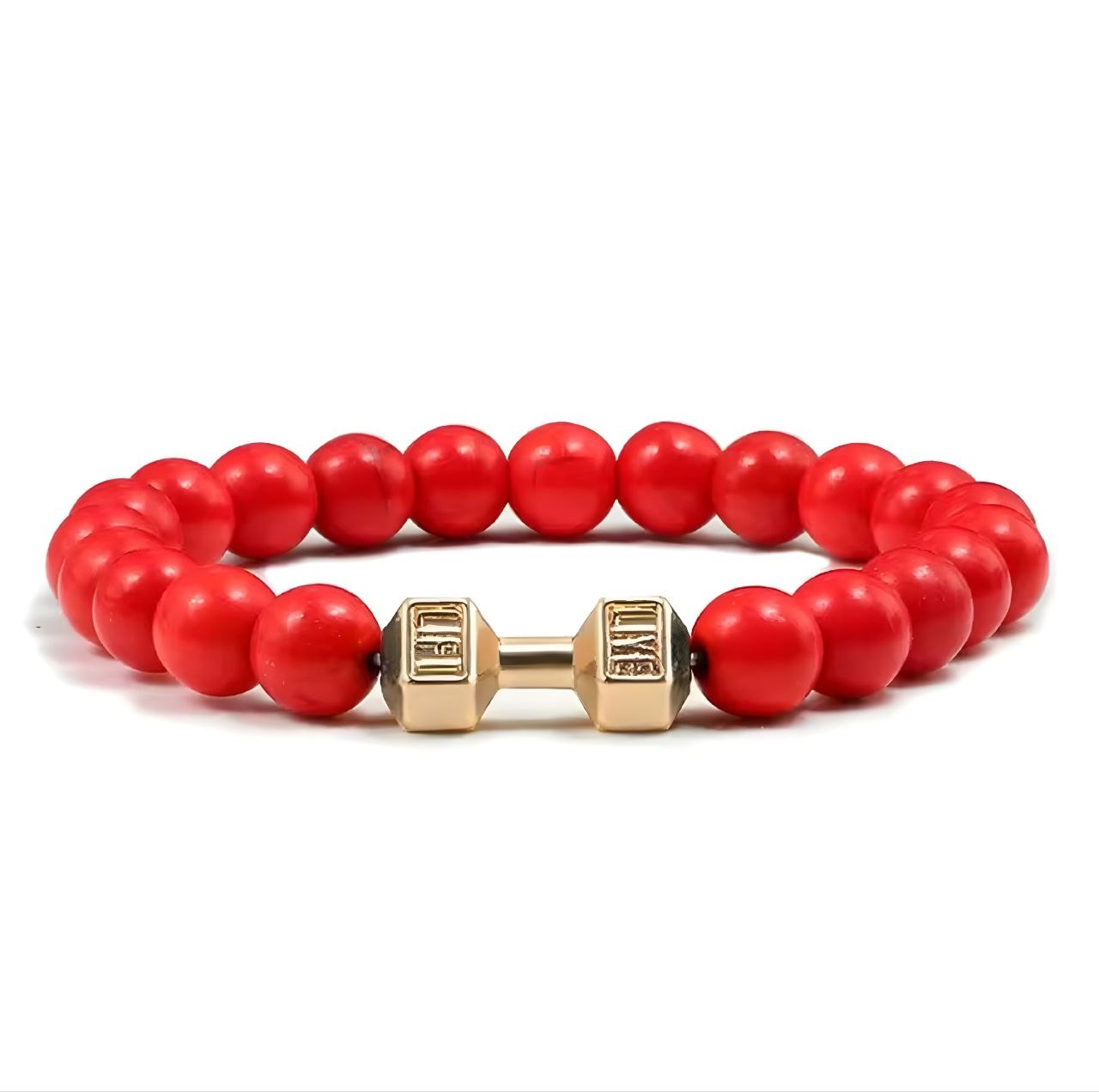 Power Bead Dumbbell Bracelet Red | GYMVORYX
