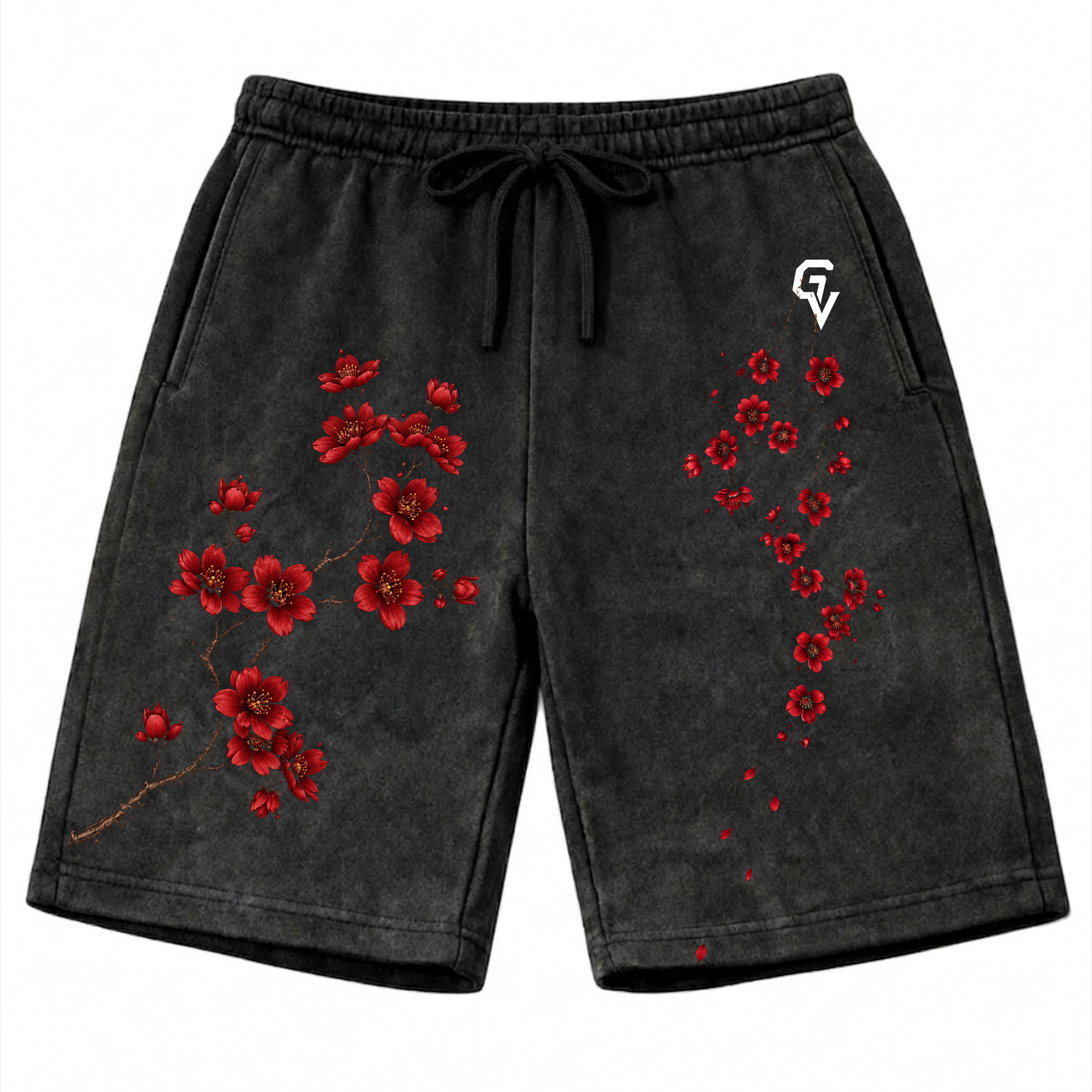 Crimson Sakura Shorts | GYMVORYX